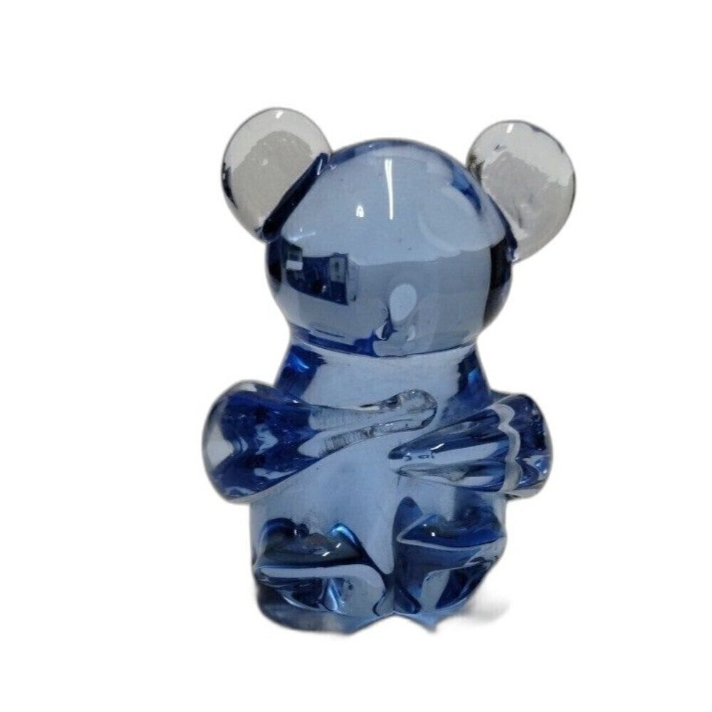 Commeritive Fine Art Blown Glass Blue Koala‎ Bear figurine paperweight  4" tall